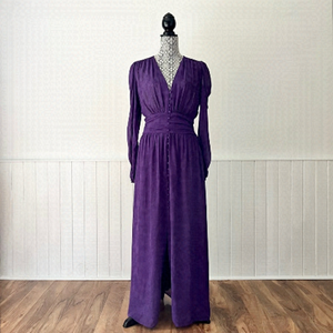 Zara Purple Jacquard Pleated Puff Sleeve Midi Dress Size S